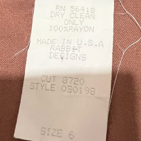 Rabbit Rabbit Rabbit
Vintage Rabbit Designs
Tailored Style Rust Dress NWOT - Picture 8 of 9